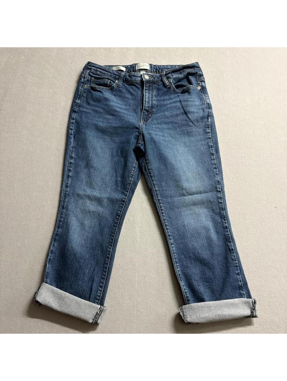 Universal Thread Ankle Bootcut Jeans Womens 12/31R Blue Stretch Denim Cuffed
